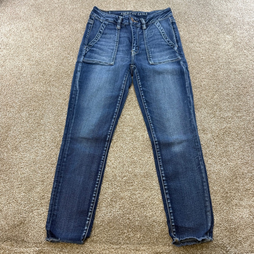 American Eagle Womens 8 Hi-Rise Jegging Crop Ne(x)t Level Stretch Blue Jeans